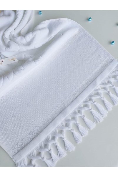 sarra 50x90 BAĞLAMALI ETAMİN HAVLU - BEYAZ