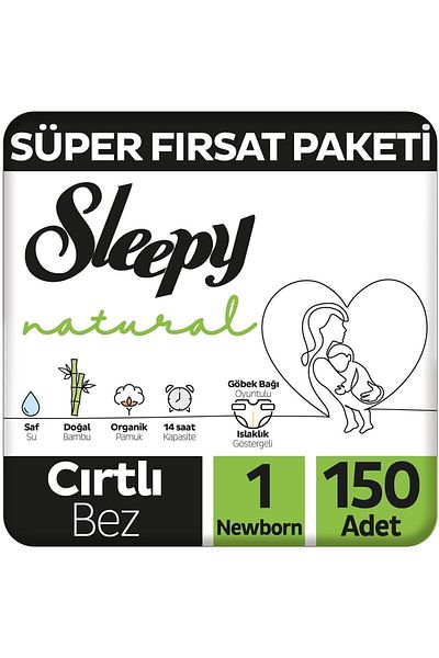 Sleepy Natural Super Deal Package Baby Diapers Size 1 Newborn 150 Pieces