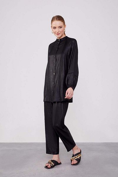 Levidor Airobin Fabric Black Crew Neck Double Set