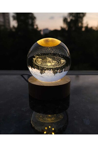 mr shopping MR hediyelik Kuzey Dekarasyon Işıklı Ahşap Standlı Gezegen Cam Kü...