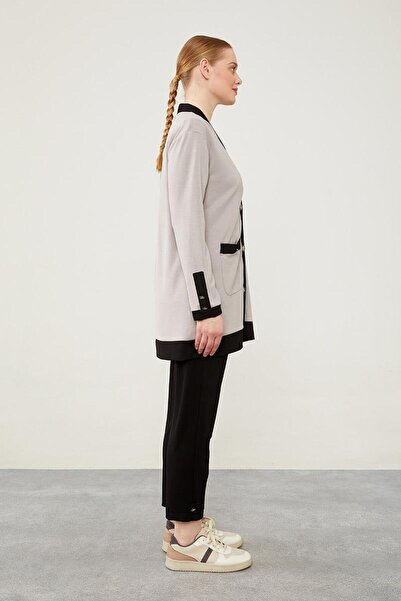 Levidor Γκρι-Μαύρο Σετ Ζακέτα με Λεπτομέρεια με Κουμπιά