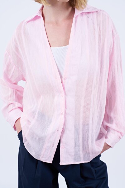 Fashionbox KADIN OVERSİZE TRANSPARAN GÖMLEK