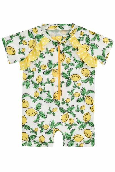 REMSA White Children's Baby Swimsuit - UV Protection, Short Sleeve Shorts, April 5521