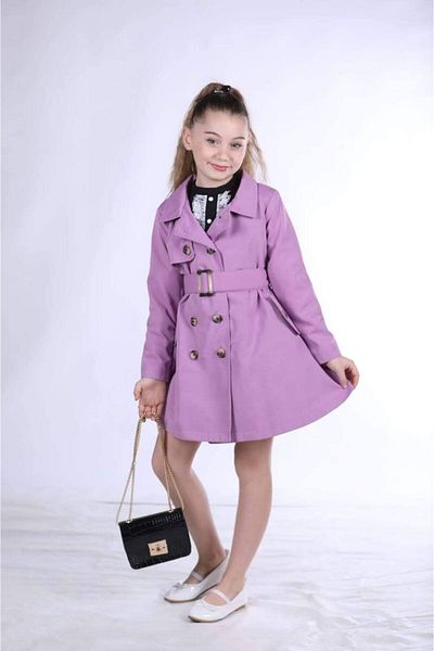 elfanto kıds Girl's Gabardine Trench Coat - Lined