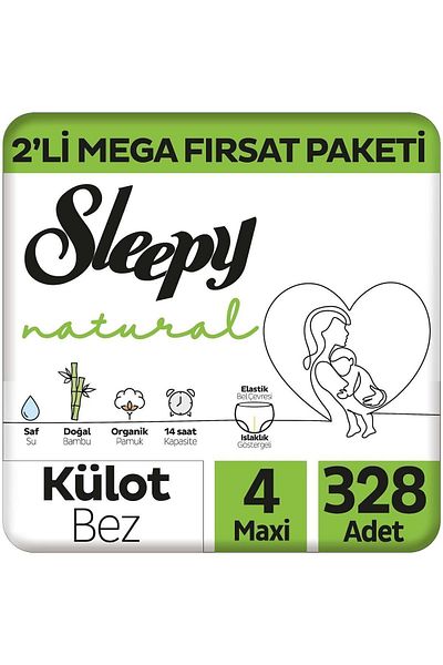 Sleepy Natural 2-Piece Mega Opportunity Package Panty Diaper Number 4 Maxi 328 Pieces