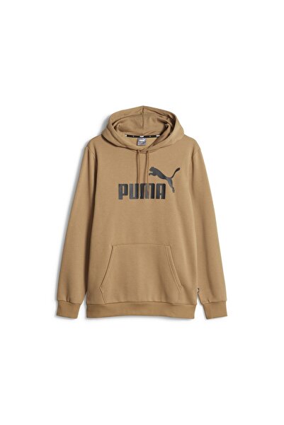 Puma Men's Brown Hooded Hoodie - Essentials Big Logo