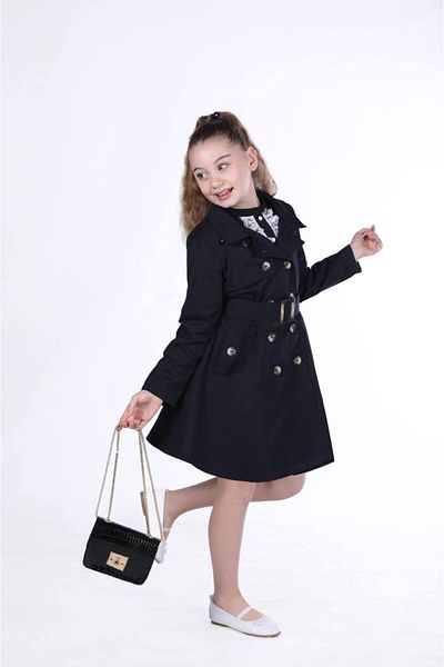 elfanto kıds Gabardın Children's Trench Coat - Lined