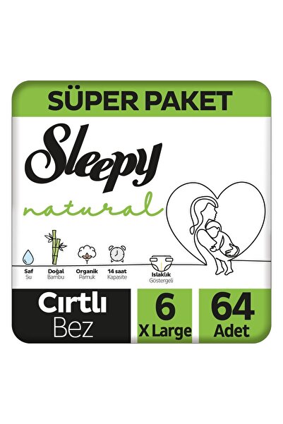 Sleepy Natural Süper Paket Bebek Bezi 6 Numara Xlarge 64 Adet