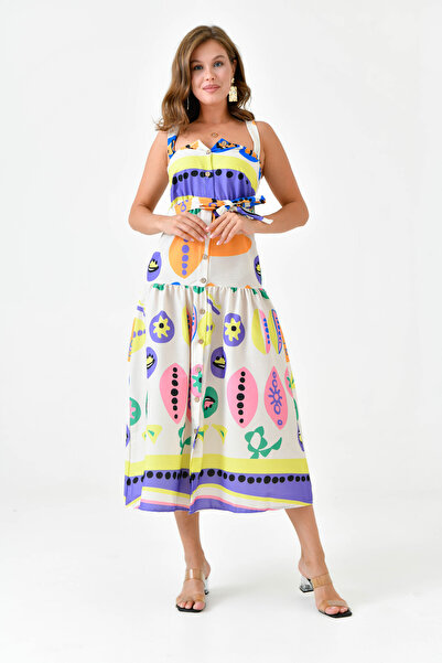 WOMAN VISION Ženska Digitalna štampa Sa deznom haljina od tkanine sa dugmadim...