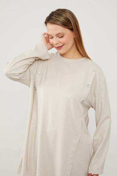 Levidor Taş Düğme Detaylı Bisiklet Yaka İkili Takım