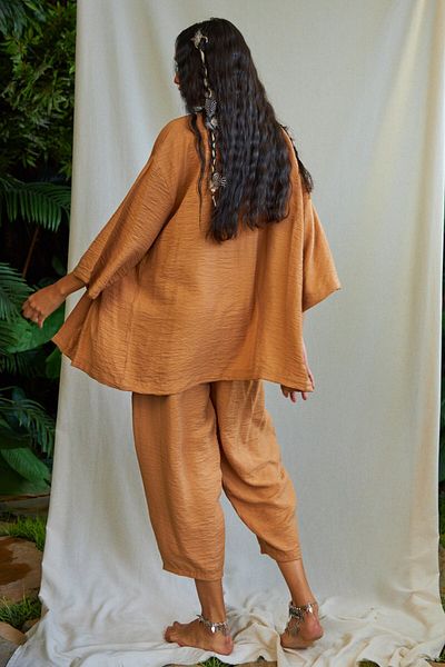 GIA - ART Camel Kimono and Trousers Set - Set of 2