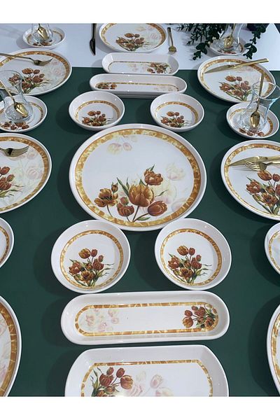 VENÜS HOME DECORATION Tulip Vintage - 25 Piece Breakfast Set for 8 People