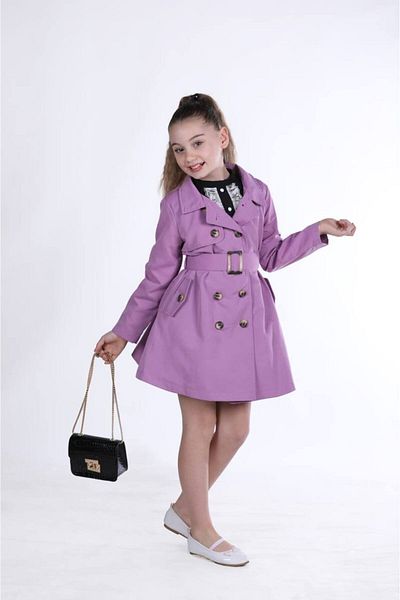 elfanto kıds Girl's Gabardine Trench Coat - Lined