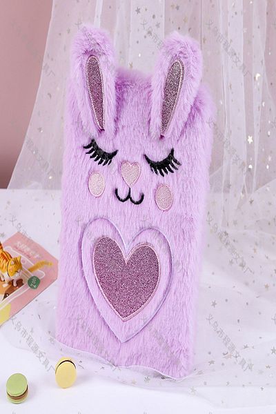 Bold Grup White-Purple-Pink Cute Rabbit Plush Notebook