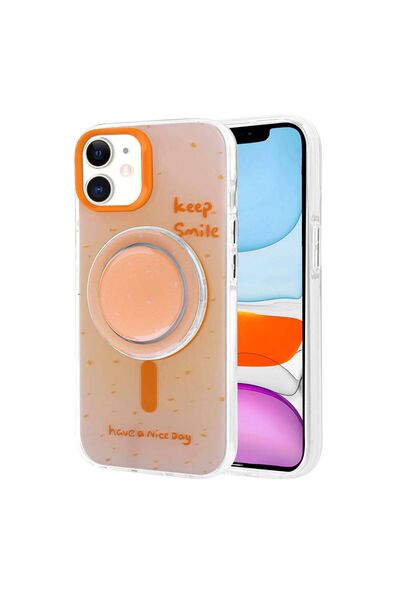 Apple iPhone 11 Kılıf Magsafe Şarj Özellikli Tak-Çıkar Pop Soketli Zore Tiktok Kapak