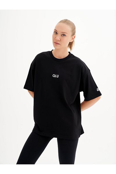 qlu Infinity Collection Unisex Μαύρο μπλουζάκι Oversize