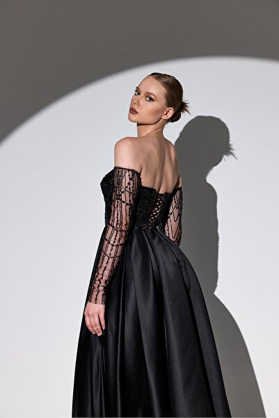 Tangül&Ali'S Moda Evi İşlemeli Siyah Abiye