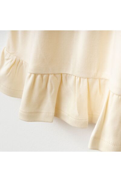 Minimus Baby Girl Cotton Dress with Straps and Ribbon Detail, Snap Fasteners, Princess Model Dress, Baby Set