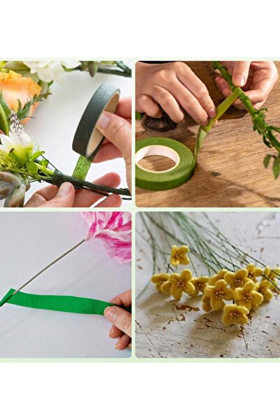 OLİ Art Çiçek Yapım Seti Aksesuarları 64 Parça Çiçek Bandı ve Çiçek Teli Yapışkanlı Çiçek Bandı Set