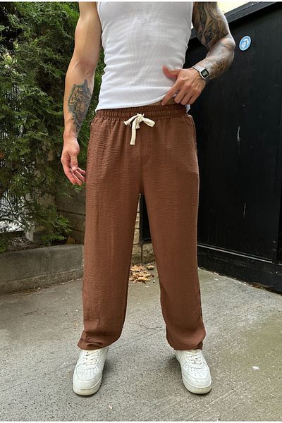serline Linen Fabric - Elastic Waist Trousers