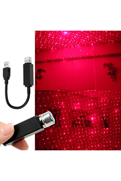 LIGHTNIX Oto Araç Kırmızı Renk USB LED Parti Ledi - Atmosferik İç Tavan Lazer...
