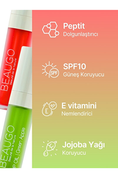 LİP OİL SPF'li YEŞİL ELMA VE ÇİLEK Aromalı 2'li Dudak Bakım Yağı Seti