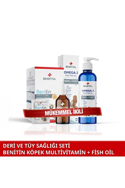 Benifital Köpek Deri Ve Tüy Sağlığı Seti Tüy Dökümü Önleyici Benitin Fish Oil (BİOTİN VE OMEGA 3-6)
