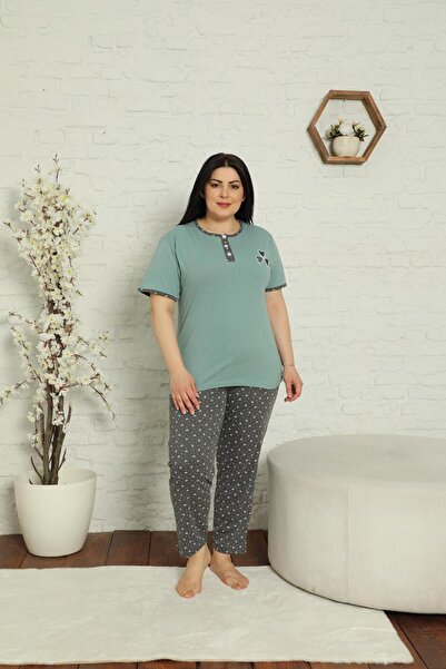 Akasya Women's Short Sleeve Pocket Summer Pajama Set