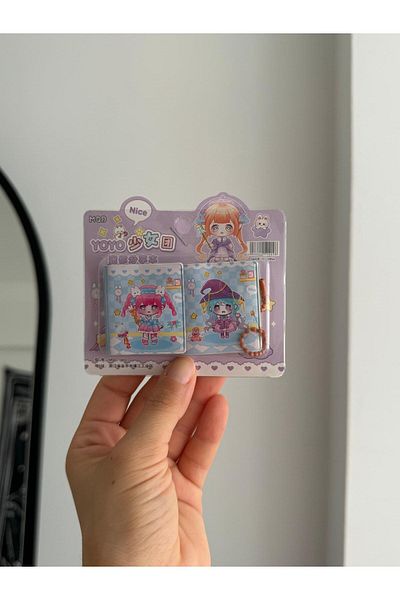 Planet Butik دفتر ملاحظات صغير مكون من قطعتين من Princess - سلسلة مفاتيح باللون الأرجواني