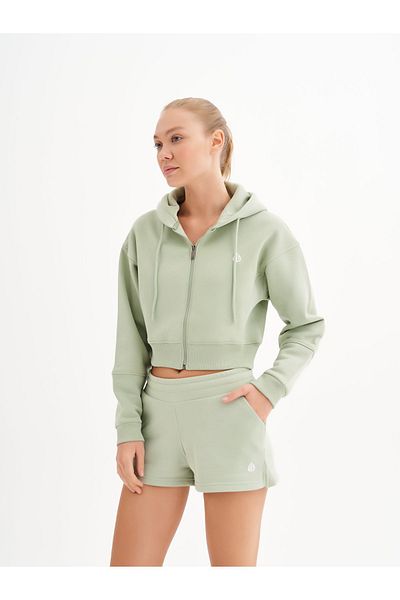 qlu Infinity Women's Water Green Crop Cardigan