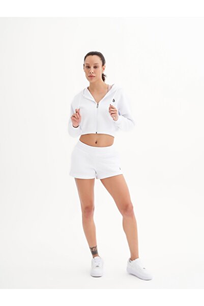 qlu Infinity Γυναικεία Λευκή Ζακέτα Crop