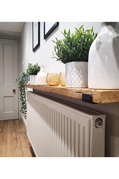 Yggdrasil Home Decor Doğal Ahşap Raf 80x19x4cm Tekli Dresuar L Demir Ayaklı Raf