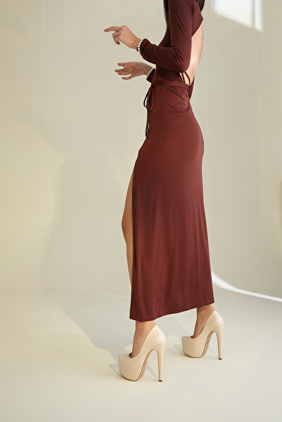 AYAKKABI PRENSİ 1840 Nude Matte 15 cm Women's Classic Platform Heeled Shoes