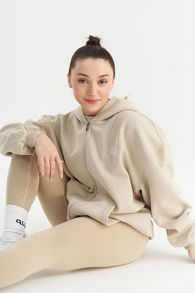 qlu Infinity Collection Unisex Μπεζ Oversize Ζακέτα
