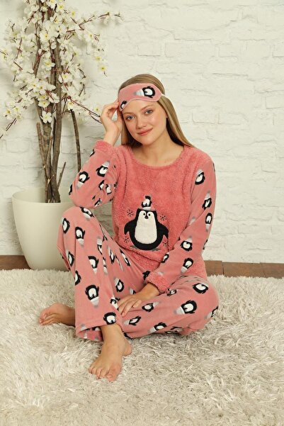 Akasya Kadın Uzun Kollu Cepli Polar Pijama Takımı 01894