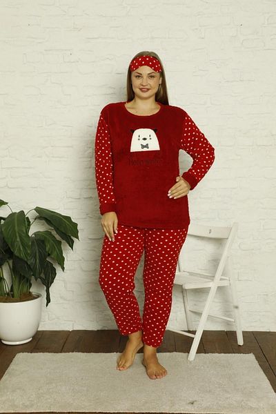 Akasya Women's Plus Size Pocket Fleece Pajama Set 1901