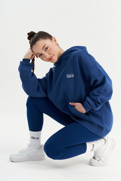 qlu Infinity Collection Unisex Μπλε Ναυτικό Oversize Hoodie