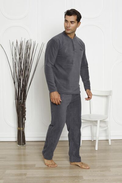 Akasya Men's Pocketed Winter Fleece Pajamas Set 2252P