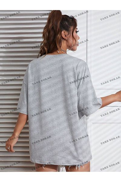 Advantage Unisex BAY- Γραφικό μπλουζάκι εκτός ώμου με γράμματα KOD-1331