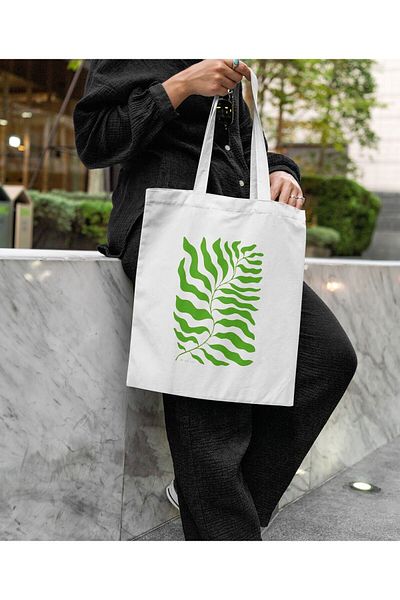 daystore Πράσινο Floral Leaf - Υφασμάτινη τσάντα
