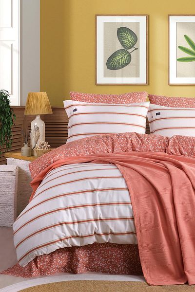 İyi Geceler İstanbul Blue Marine Double Pique Set - with Duvet Cover