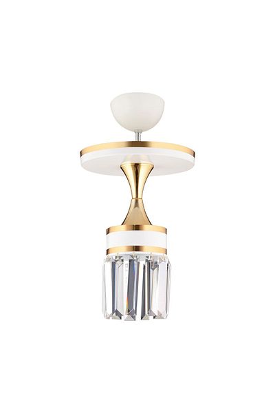 KARDELEN AYDINLATMA AVİZE Nairobi Single White Plafone Crystal Stone Yellow Striped Cylinder Downward Facing Luxury Chandelier