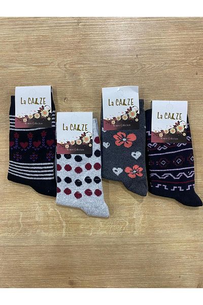Edacan Patterned Lycra Women's Socks - Long/12 Pieces