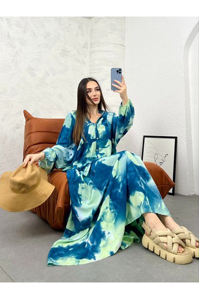 Bestella Rochie de damă din bumbac viscoză - Croială confortabilă și detaliu cu nasturi cu model