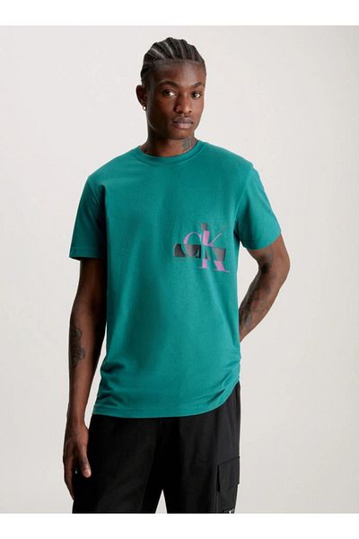Calvin Klein Green Printed Cotton C K J T-shirt