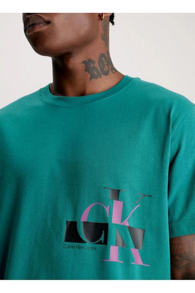 Calvin Klein Green Printed Cotton C K J T-shirt