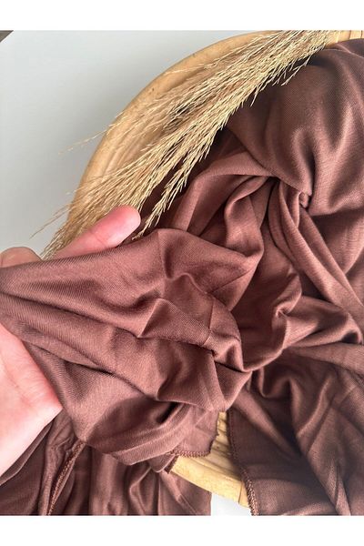Merve Nayir 3-Piece Lycra Combed Cotton Shawl Set - Jersey Shawl Hijab (BEIGE-POWDER-BROWN)