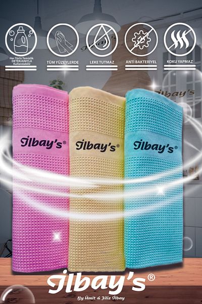 İLBAY'S 3-Piece Microfiber Cleaning Cloth 40x60