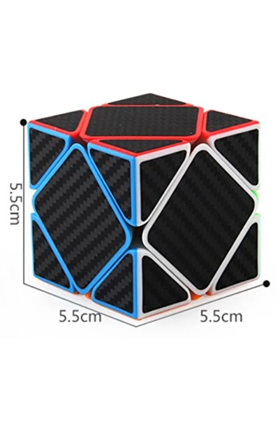 ZETCONCEPT 3x3 SKEWB KARBON FIBER  STICKERLI PROFESYONEL SPEED CUBE -RUBİK 3X3 ZEKA SABIR KÜPÜ -