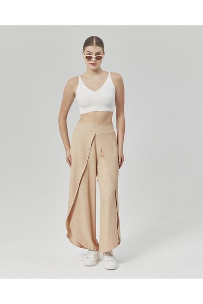 Nuseel Beige Colored New Season Atlantis Flowing Pareo Trousers